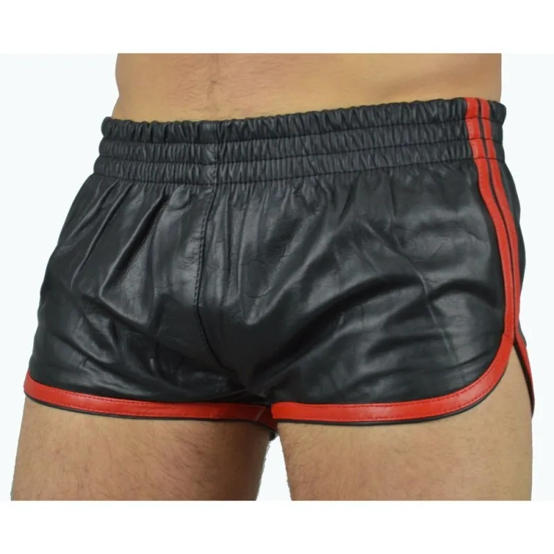 Short Imitation Cuir SPORTS LINE Noir-Rouge