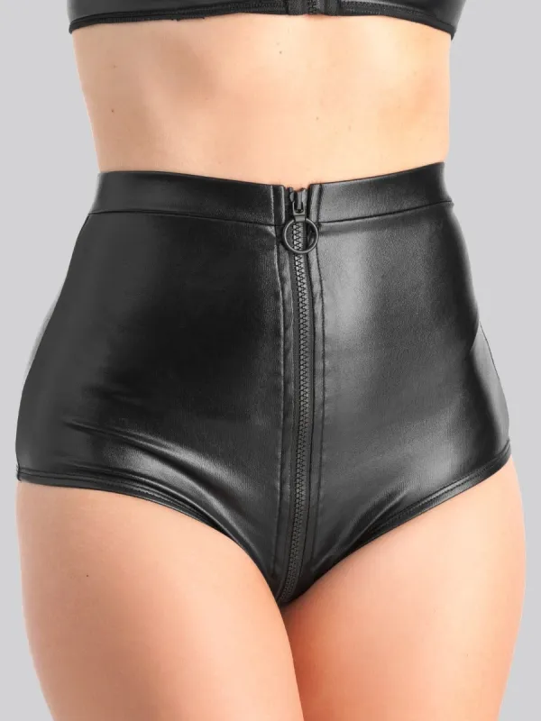 Culotte ouverte zip Fierce wetlook noir