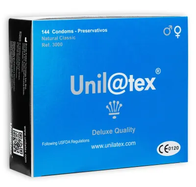 Préservatifs naturels lisses et lubrifiés lot de 144 - Unilatex