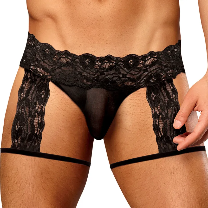 male power G-String Garter SCANDAL LACE Noir