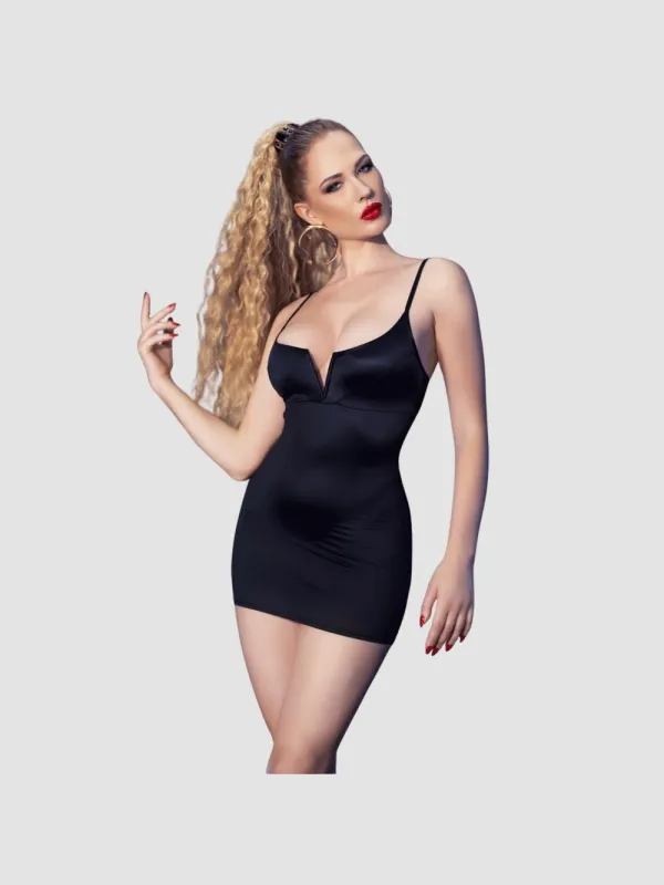 Robe CR4667 satinée noire