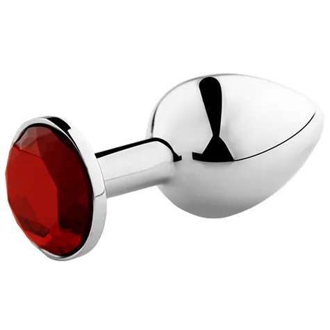 Plug anal métal bijou rouge taille M - Secret Play