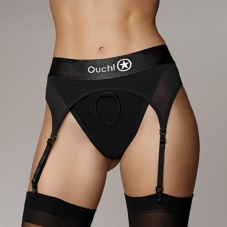 Porte-Jarretelles vibrant STRAP-ON THONG GARTERS Noir