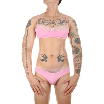 NoGenderWear Ensemble Slip et Bra TARMINA Rose