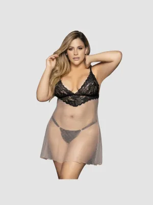 Nuisette Babydoll 7366 Dentelle Noire & Nude GT