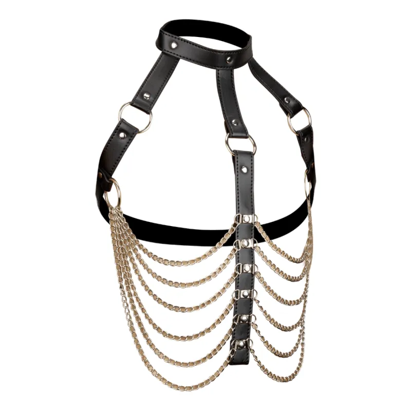 Harnais BDSM de poitrine avec chaînes en métal