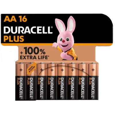 Piles alcalines AA LR6 Plus Power pack de 16 - Duracell