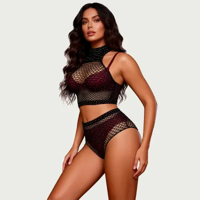 Ensemble 2 pièces résille et strass OhYeah - 34-38