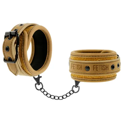 Menottes BDSM en cuir vegan beige Fetish Submissive - Fetish Submissive