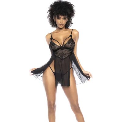 Ensemble Babydoll et String Résille Sensuelle