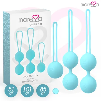 Kit boules de geisha Osian Set bleues renforcement périnée - Moressa