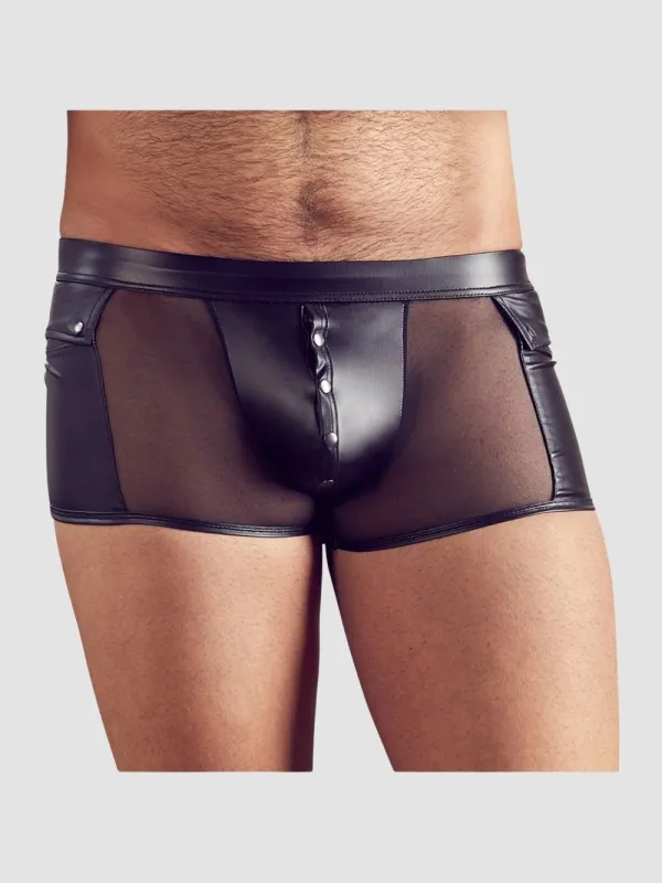 Boxer Wetlook Boutons Pressions Noir