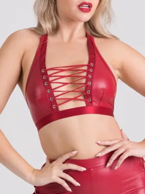 Top effet corset Fierce wetlook rouge