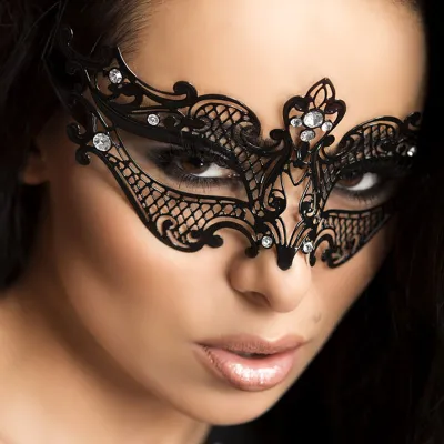 Masque Laiton Noir Cristaux Scintillants - Chilirose