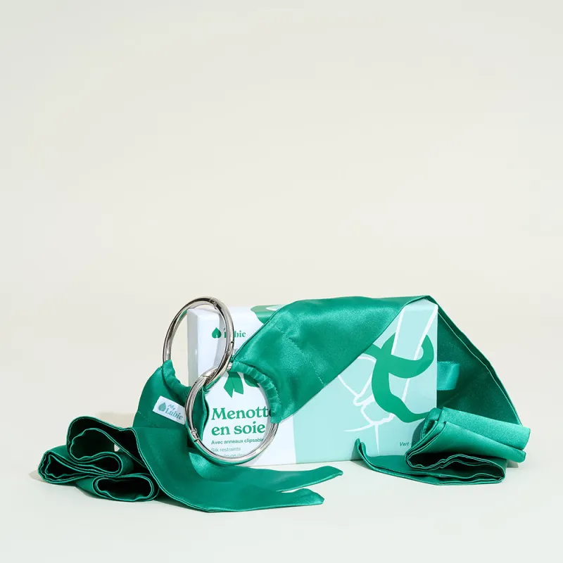 Menottes en soie My Lubie - Anneau 5 cm, Ruban 55 x 5,5 cm Vert