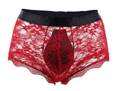 NoGenderWear Boxer ouvert en dentelle LACIEN Rouge