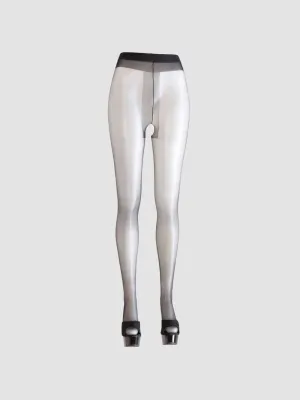 Collant Ouvert Opaque Effet Satin Noir
