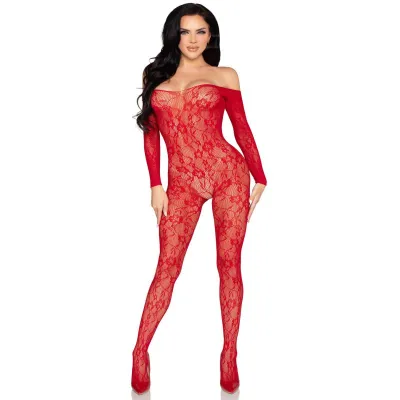 Leg Avenue - Bodystocking Dentelle - Rouge