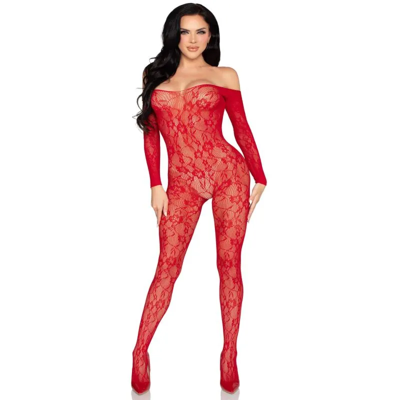 Leg Avenue - Bodystocking Dentelle - Rouge