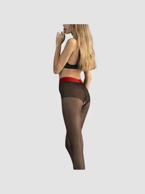 Collant Ouvert Firelight 20 DEN Noir & Rouge
