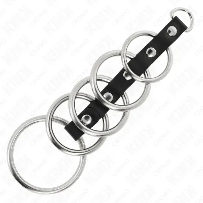 Anneaux Péniens Connectés 5 Tailles Métal Cuir - KINK