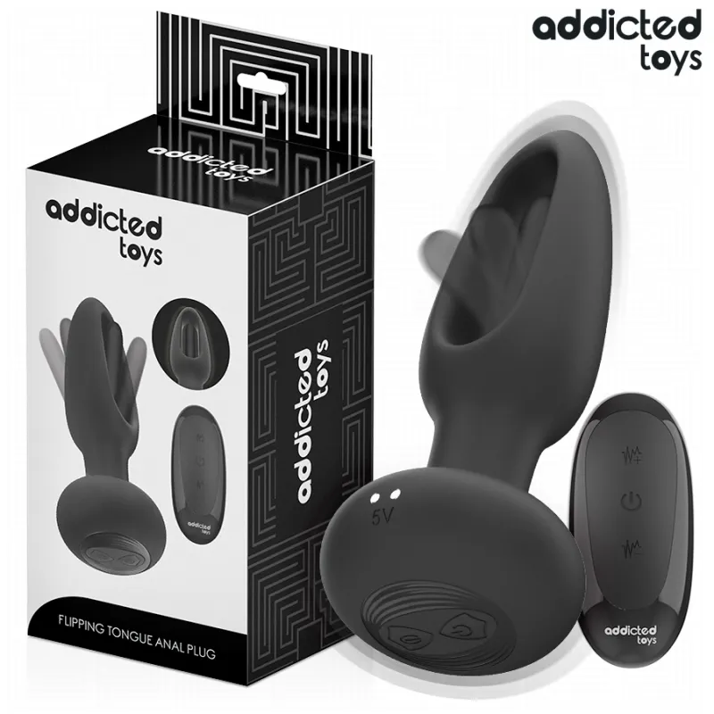 Plug Anal Langue Vibrante Télécommandé Noir - Addicted Toys