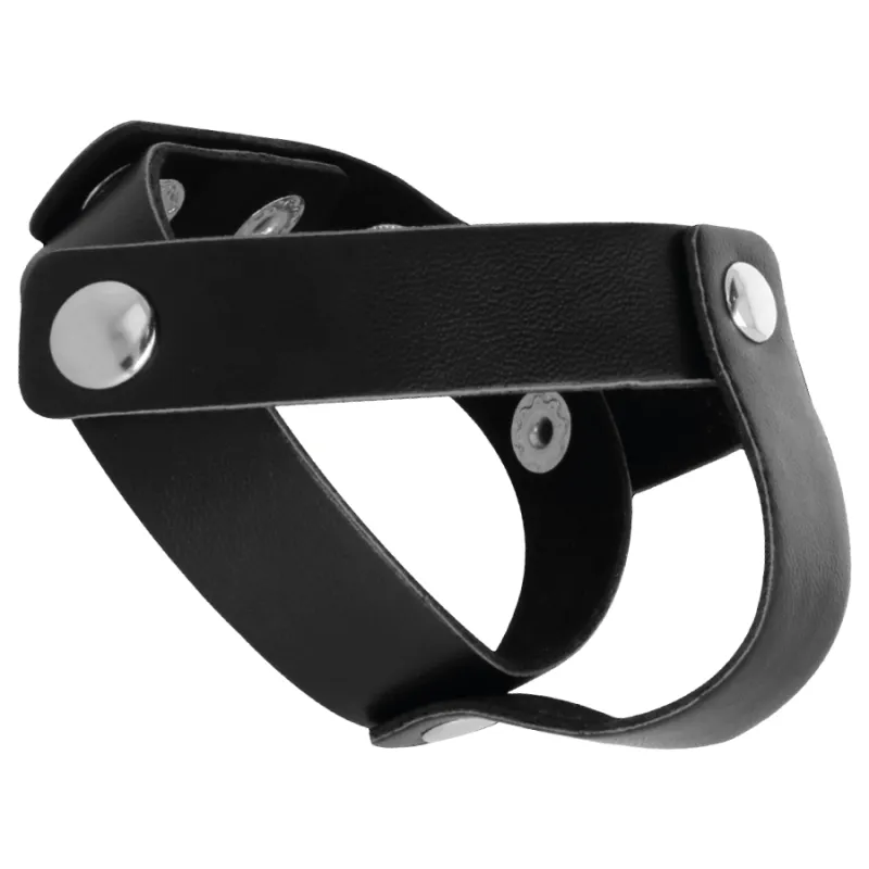 Cockring Cuir Réglable Pénis Testicules - Darkness