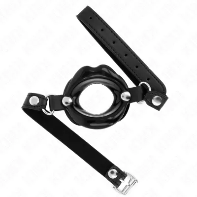 Bâton lip BDSM 8 cm avec sangle cuir noir ajustable - Kink