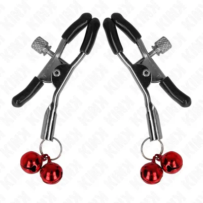 Pince à seins réglable double cloche rouge - Kink