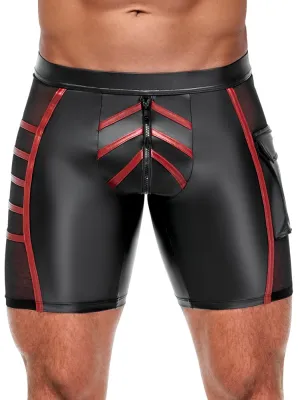 Short avec zip ORMETO Noir-Rouge