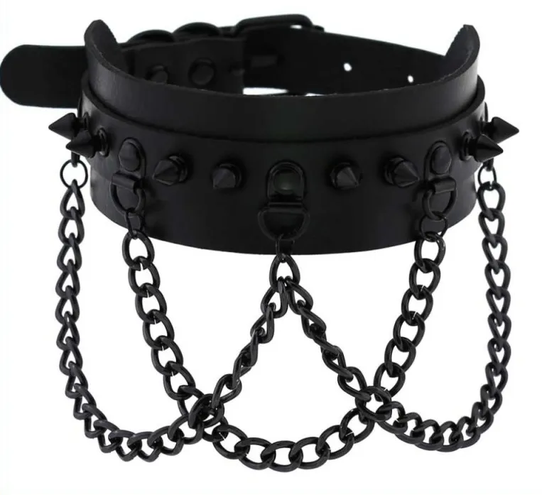 Collier à pointes PIKY Noir
