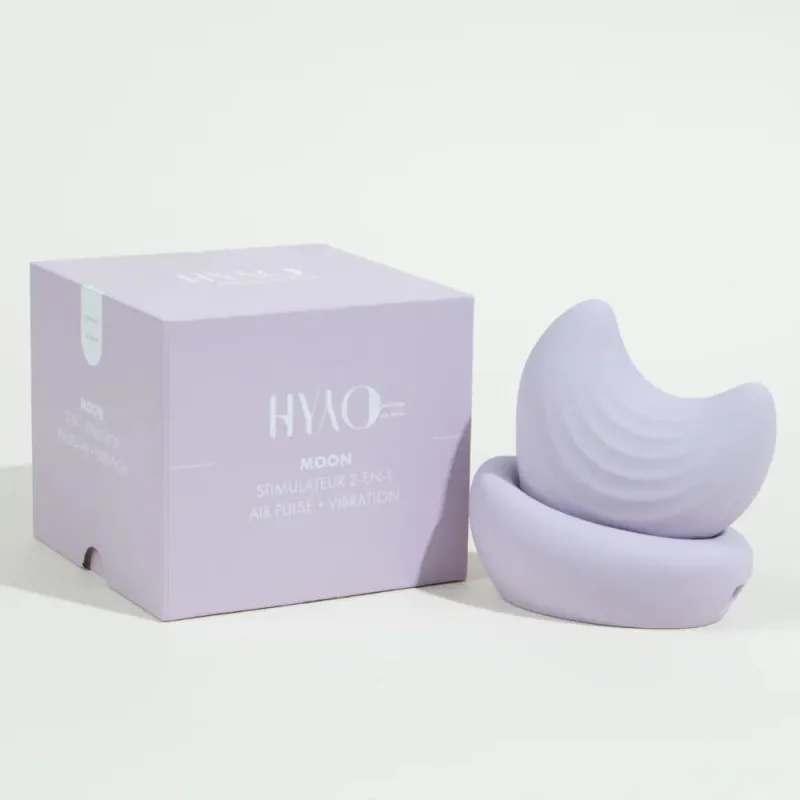 Moon stimulateur 2-en-1 de Hyyo - Stimulateur seul : 8,4 x 7,5 x 4 cm - Base incluse 10 x 9 x 5,5 cm Lilas