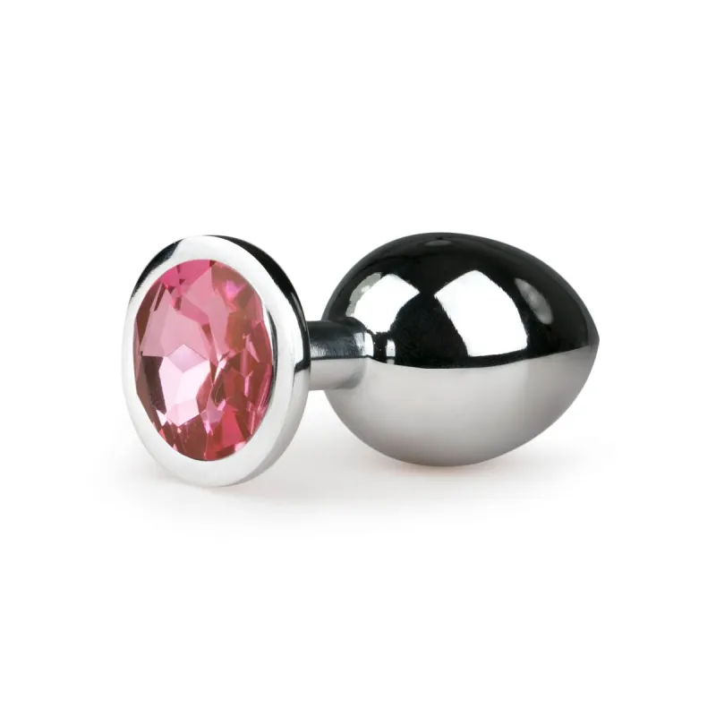 EasyToys Plug Anal En Métal Argenté Avec Cristal Rose 8 cm