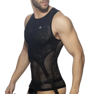 Débardeur MESH DOUBLE CLIP Noir