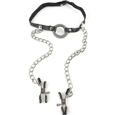 Baillon Ring Gag avec Pinces à Tétons - Fetish Fantasy