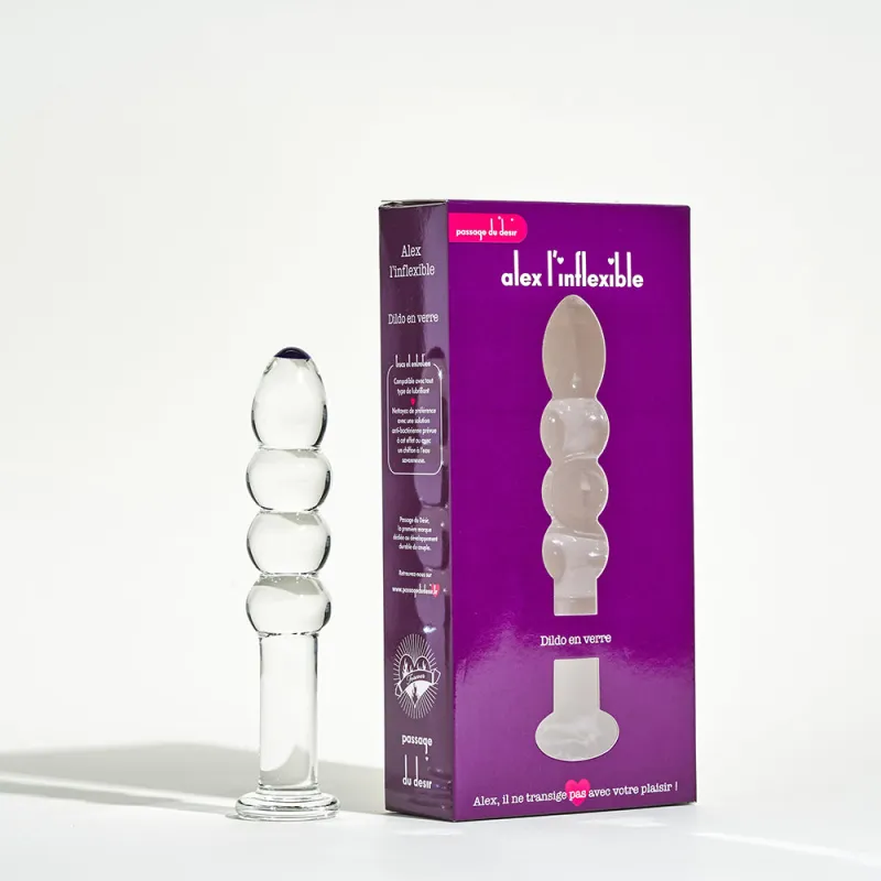 Dildo en verre Alex l'inflexible - 16,3 cm
