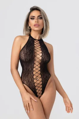 Christine - Noir Open Crotch Bodysuit