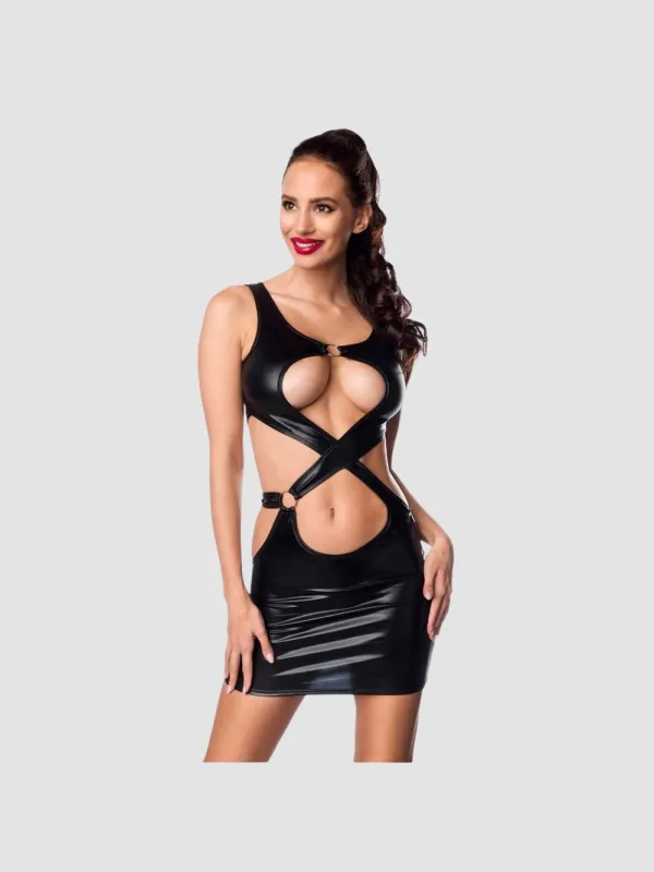 Robe mini lanières 18291 wetlook noir