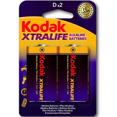 Piles alcalines LR20 D 1.5V Xtralife lot de 2 - Kodak