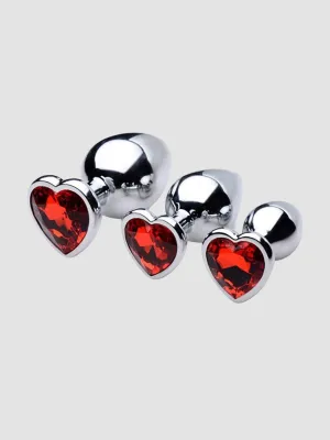 Kit de 3 plugs anal métal bijou Red Heart Gem