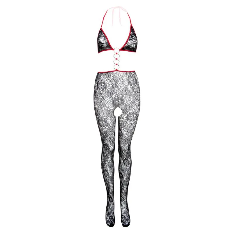 Christine - Catsuit séduisant - Noir/Rouge