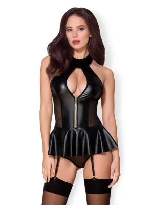 Obsessive – 859-COR-1 Corset & String – Noir