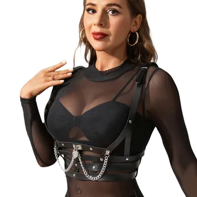Harnais Corset Noir avec Chaînes Taille Unique - Subblime
