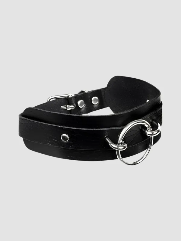 Collier BDSM anneau noir et argent