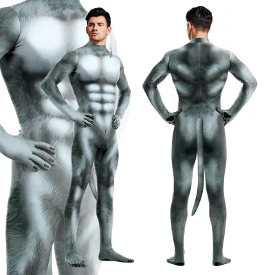 CosplayDogs Combinaison Cosplay Loup WOLF Gris