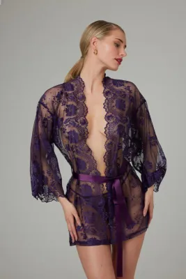 Christine - Kimono en dentelle Graceful - Violet