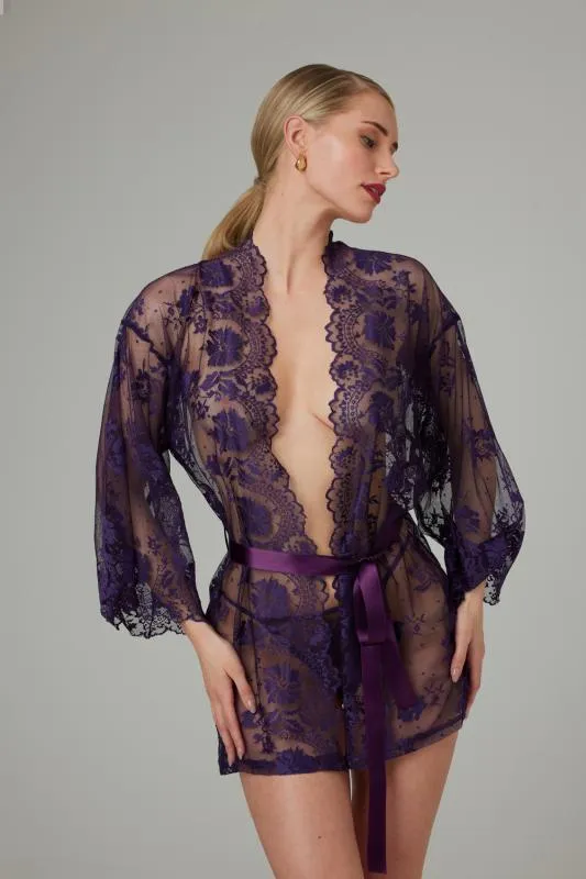 Christine - Kimono en dentelle Graceful - Violet