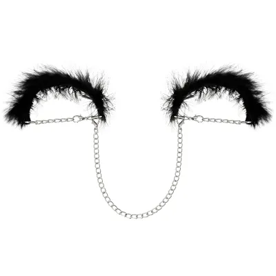 Menottes métal plumes noires Chic Desire - Coquette
