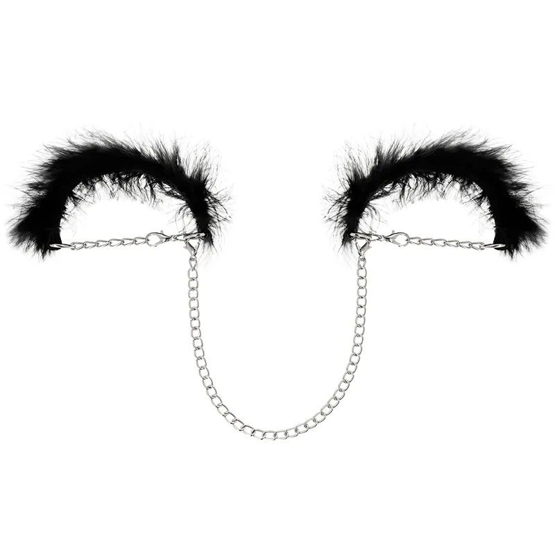 Menottes métal plumes noires Chic Desire - Coquette