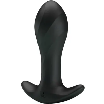 Plug anal vibrant en silicone noir - Pretty Love